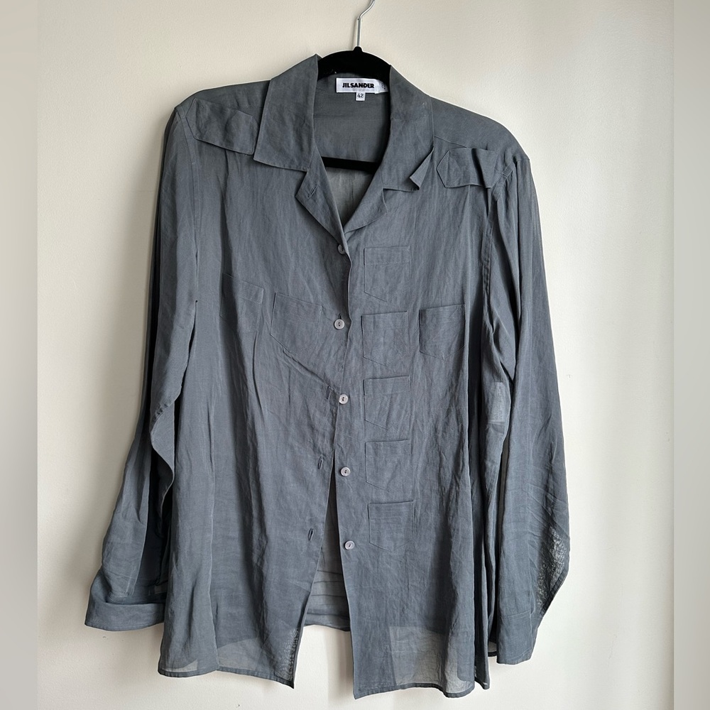 Jil Sander Cotton Organza Pocket Blouse